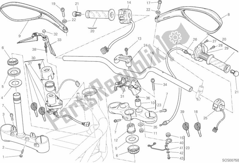 All parts for the Handlebar of the Ducati Monster 795 EU Thailand 2015
